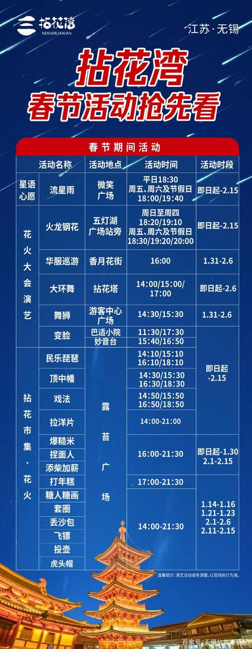 春节期间无锡免费景点列表及时间
